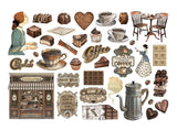 Stamperia Cardstock Ephemera Adhesive Paper Cut Outs, Coffee And Chocolate