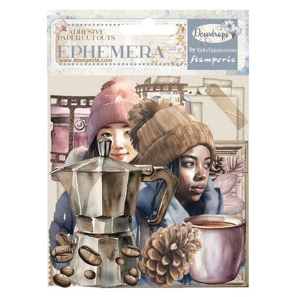 Stamperia Cardstock Ephemera Adhesive Paper Cut Outs, Create Happiness Dewdrops