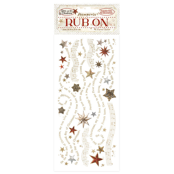 Stamperia, Rub-On 4"X8.5", Gear UP For Christmas, Christmas Stars