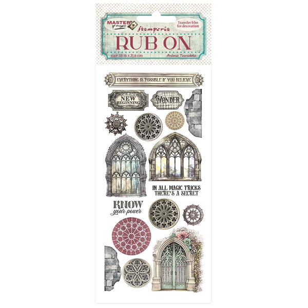 Stamperia Rub-On 4"X8.5", Master of Magic, Gothic Windows (DFLRB147)