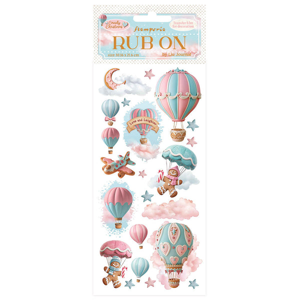 Stamperia Rub-On 4"X8.5", Candy Christmas, Air Balloons (DFLRB172)