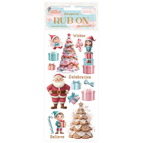 Stamperia Rub-On 4"X8.5", Candy Christmas, Santa Claus (DFLRB173)