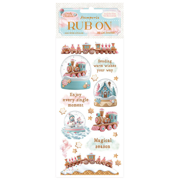 Stamperia Rub-On 4"X8.5", Candy Christmas, Snowglobes (DFLRB174)