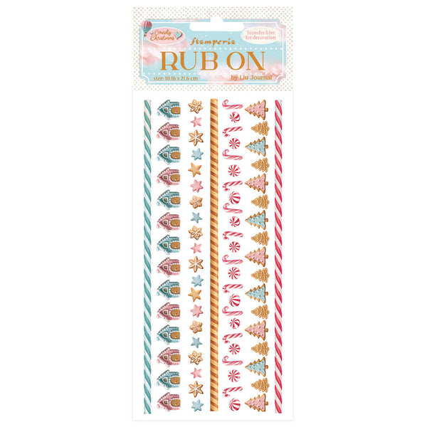 Stamperia Rub-On 4"X8.5", Candy Christmas, Stripes (DFLRB177)