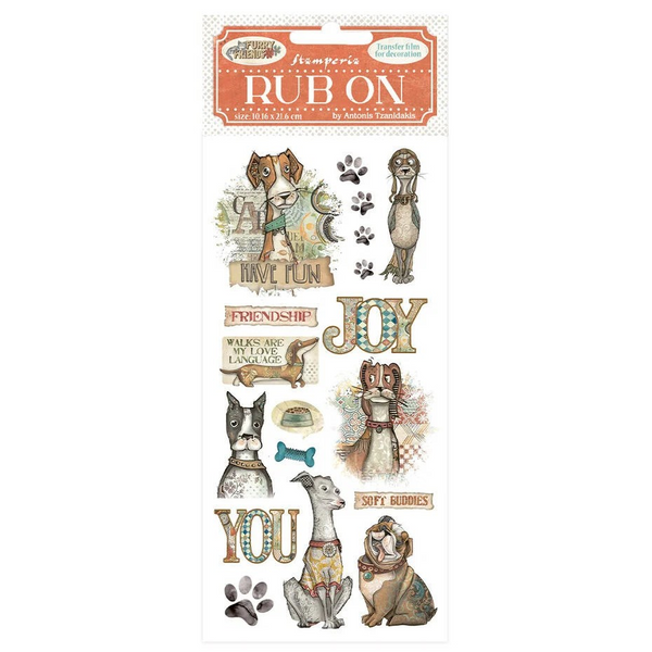 Stamperia, Furry Friends Rub-On 4"X8.5", Dog (DFLRB196)