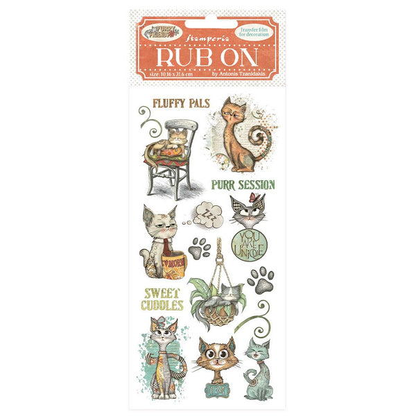 Stamperia, Furry Friends Rub-On 4"X8.5", Cat (DFLRB197)