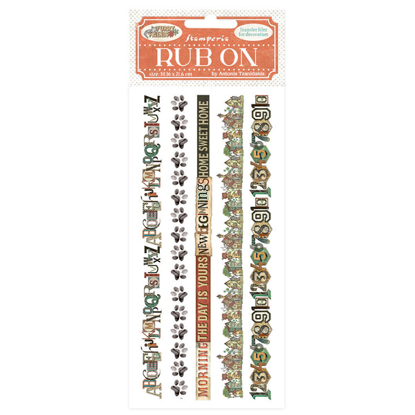 Stamperia, Furry Friends Rub-On 4"X8.5", Stripes (DFLRB201)