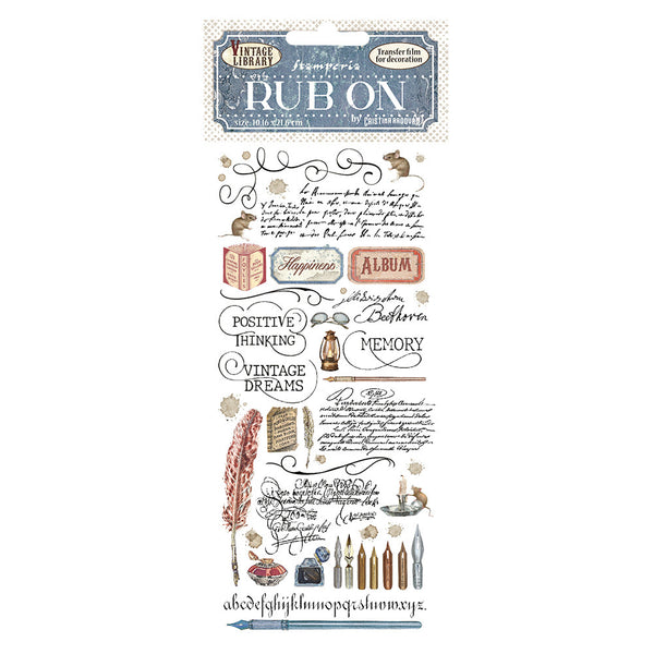 Stamperia Rub-On 4"X8.5", Vintage Library, Calligraphy