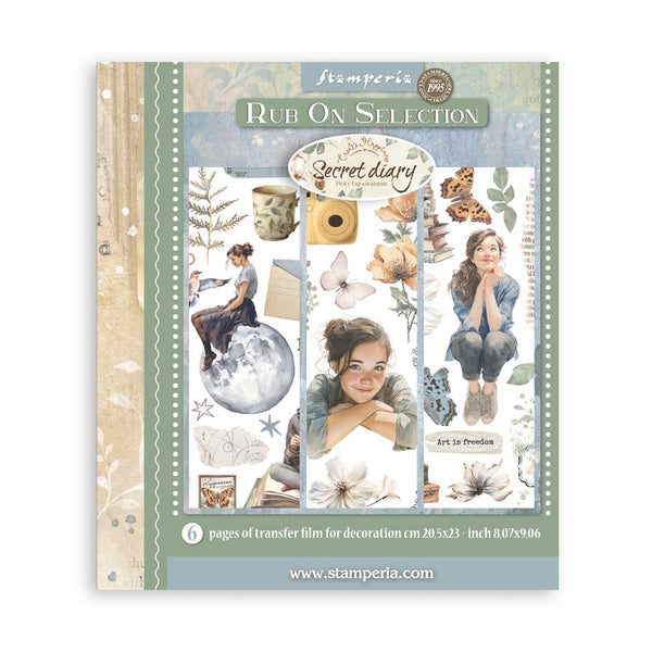 Stamperia Rub-On Selection 8"X9" 6/Pkg, Create Happiness, Secret Diary (DFLRBXG02)