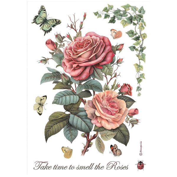 Stamperia Rice Paper Sheet A4, Big Rose
