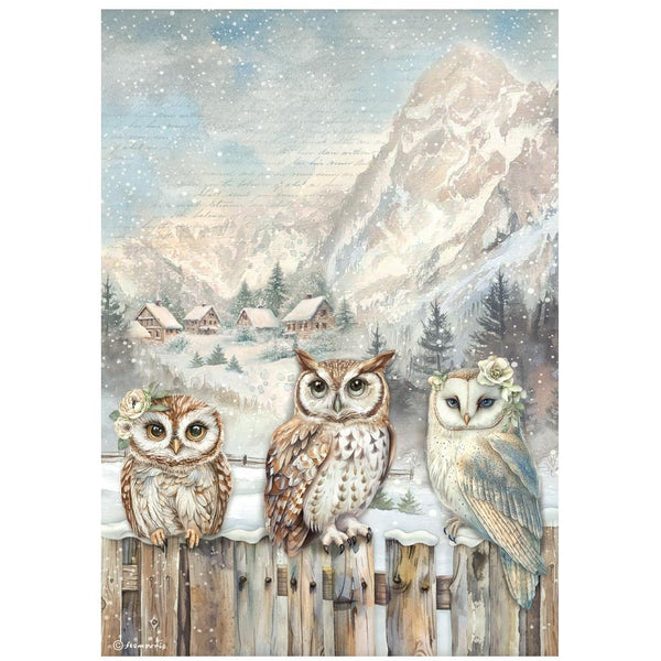 Stamperia, Rice Paper Sheet A4, The Owl's House, 3 Owls