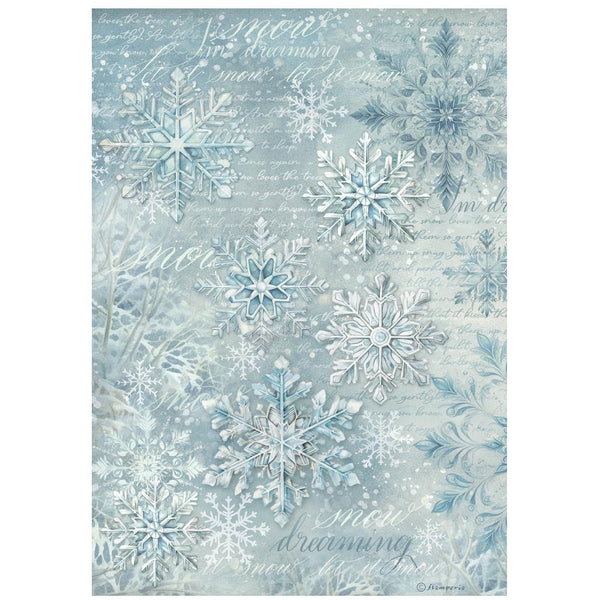 Stamperia, Rice Paper Sheet A4, The Owl's House Owl, Snowflakes (DFSA41056)