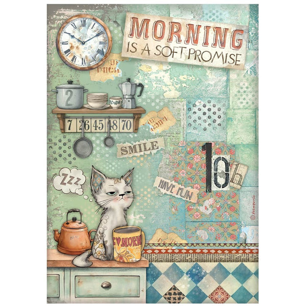 Stamperia Rice Paper Sheet A4, Furry Friends, Morning is a Soft Promise
