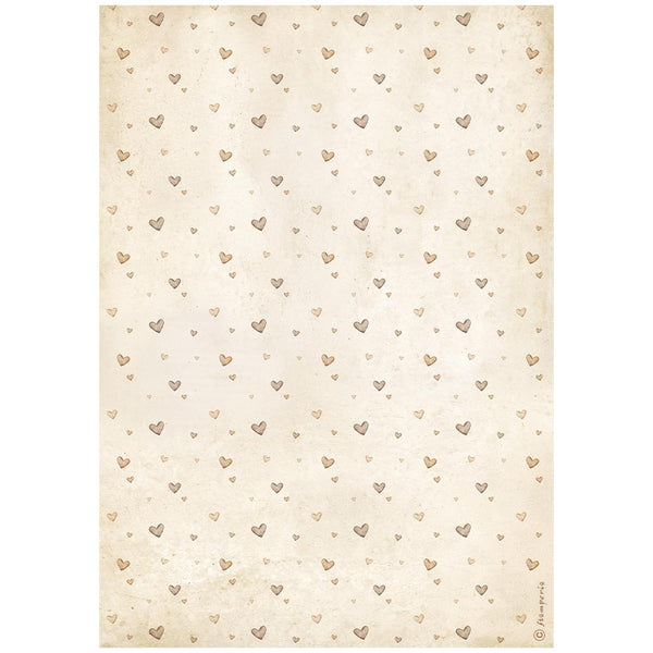 Stamperia Rice Paper Sheet A4, Baby, Hearts Pattern (DFSA41092)