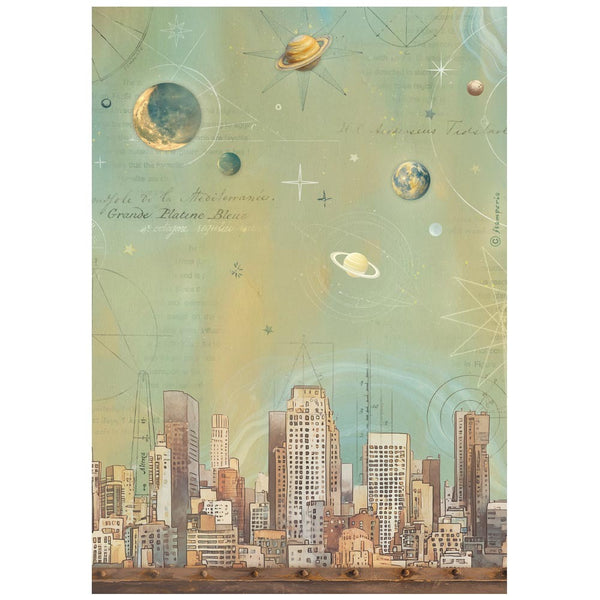 Stamperia, Rice Paper Sheet A4, A New Beginning, Skyline (DFSA41109)