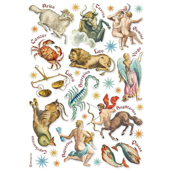 Stamperia, Rice Paper Sheet A4, Astrological Signs, Cosmos Infinity