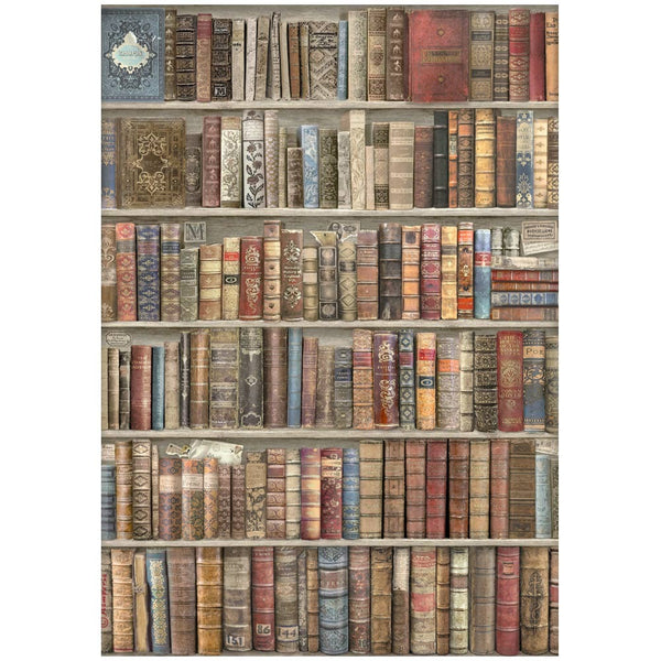 Stamperia Rice Paper Sheet A4, Vintage Library Bookcase
