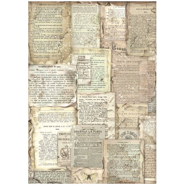 Stamperia Rice Paper Sheet A4, Vintage Library, Book Pages