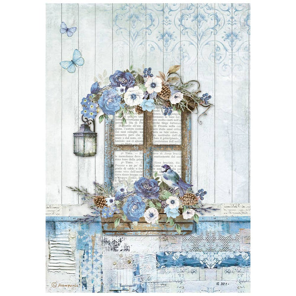 Stamperia Rice Paper Sheet A4, Blue Land, Window
