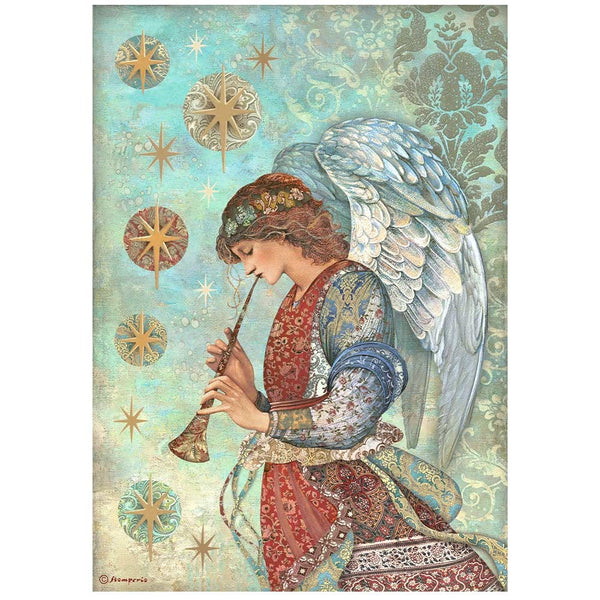 Stamperia Rice Paper Sheet A4,  Christmas Greetings - Angel