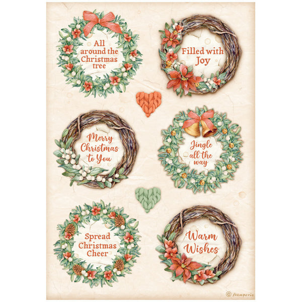 Stamperia Rice Paper Sheet A4,  All Around Christmas - 6 Garlands