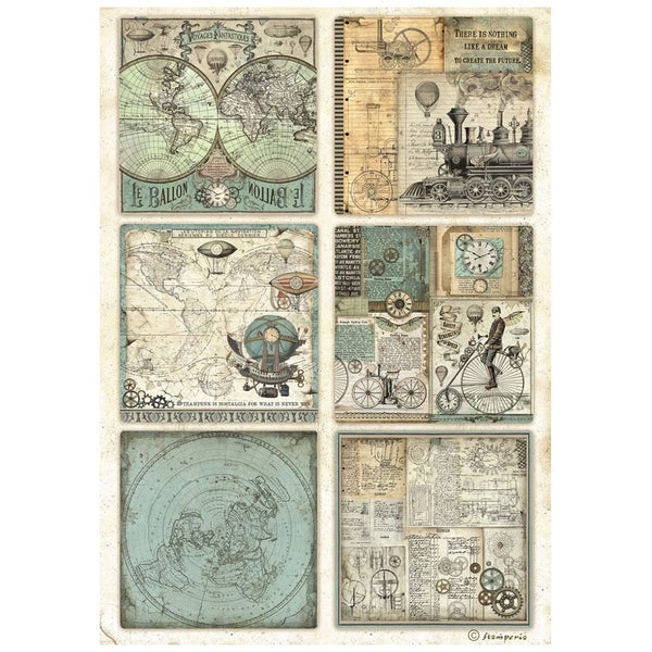 Stamperia Rice Paper Sheet A4, Voyages Fantastiques 6 cards