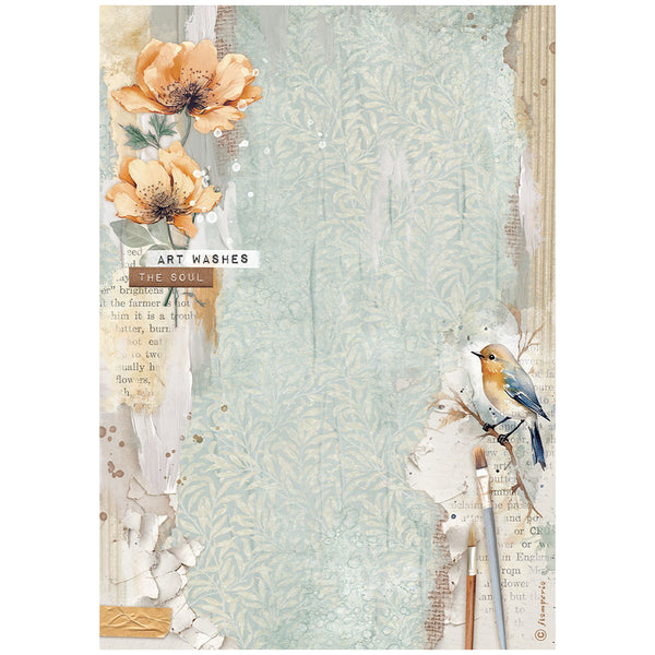 Stamperia Rice Paper Sheet A4, Create Happiness Secret Diary, Bird