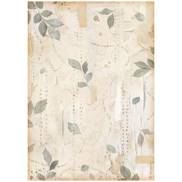 Stamperia Rice Paper Sheet A4, Create Happiness Secret Diary, Leaves