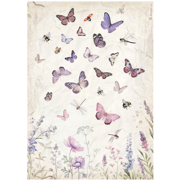 Stamperia Rice Paper Sheet A4, Lavender, Butterfly