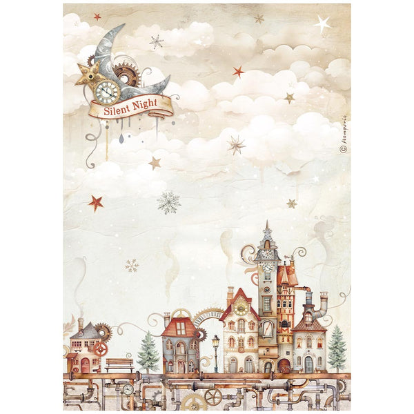 Stamperia Rice Paper Sheet A4, Gear Up For Christmas Cozy Houses