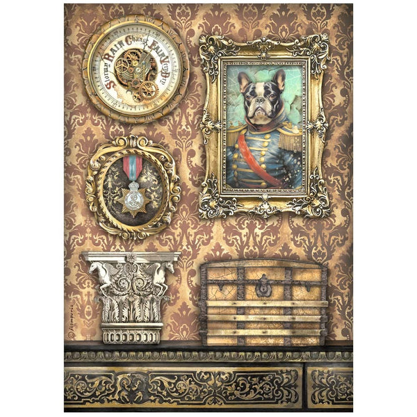 Stamperia Rice Paper Sheet A4, Alterego, Frame With Dog (DFSA4956)