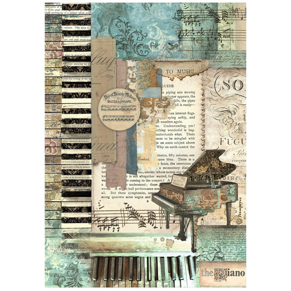 Stamperia Rice Paper Sheet A4, Music, Piano