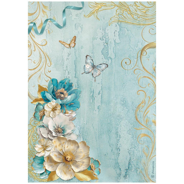 Stamperia, Rice Paper Sheet A4, Masquerade, Flowers Corner