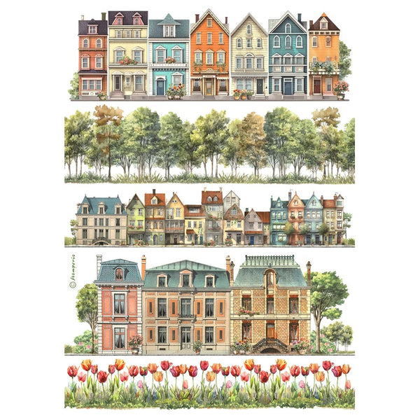 Stamperia, Rice Paper A4, Houses