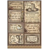 Stamperia Assorted Rice Paper A4 6/Sheets, Coffee And Chocolate