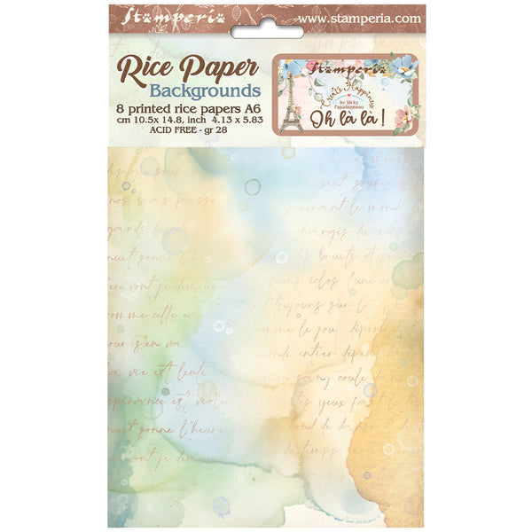 Stamperia Assorted Rice Paper Backgrounds A6 8/Sheets, Oh La La