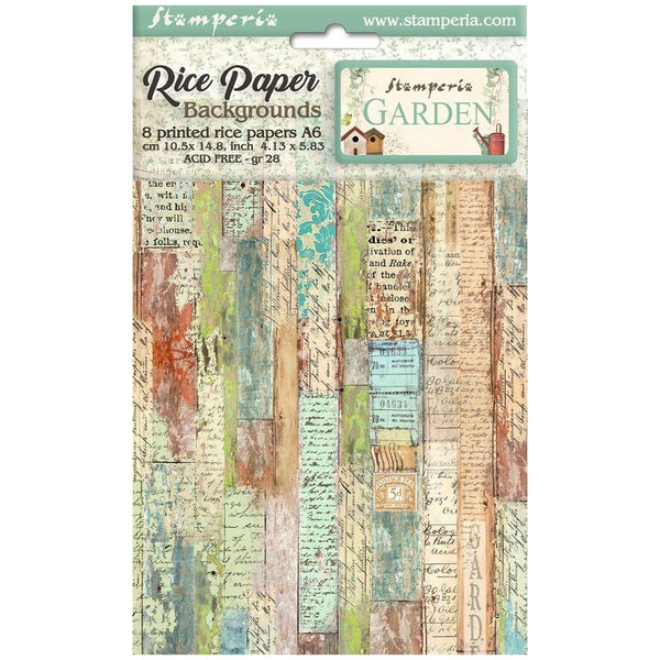 Stamperia, Assorted Rice Paper Backgrounds A6 8/Sheets, Garden (DFSAK6021)