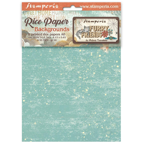 Stamperia A6 Rice Paper Backgrounds, Furry Friends