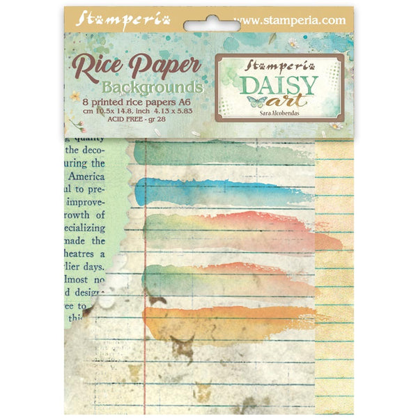 Stamperia, Assorted Rice Paper Backgrounds A6 8/Sheets, Daisy Art (DFSAK6050)