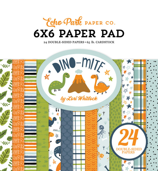 Echo Park Double-Sided Paper Pad 6"X6" 24/Pkg, Dino-Mite