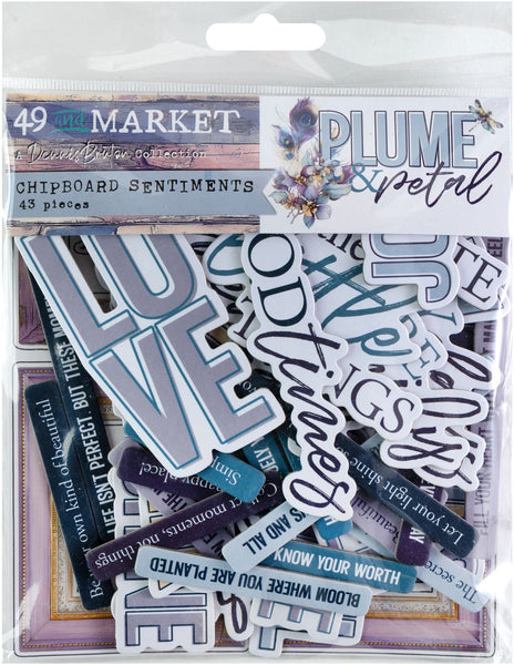 49 And Market, Chipboard Set, Sentiments, Plume & Petal (DPP-35230)