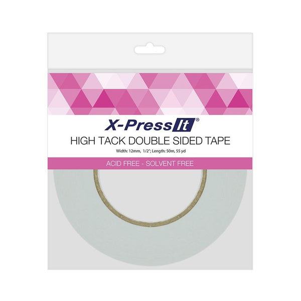 X-Press It, High Tack Double Sided Tape, 12mm x 50m/1/2" x 55yd