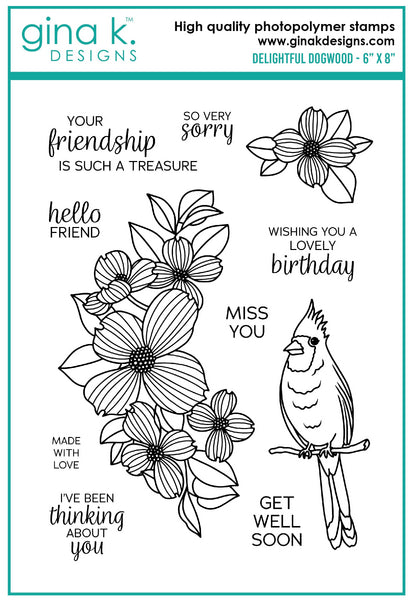Gina K. Designs, 6" x 8" Clear Stamps & Dies Combo by Arjita Singh, Delightful Dogwood