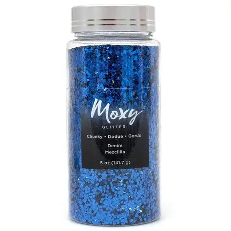 American Craft, Moxy Chunky Glitter, 5oz Bottle, Denim