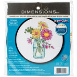 Dimensions Learn-A-Craft Summer Flowers Counted Cross Stitch Kit, 6" Round (14 counts)