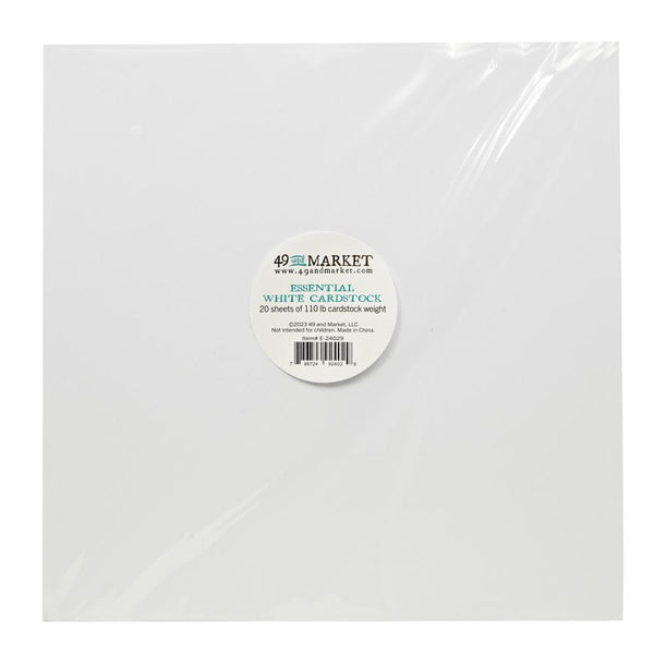 49 And Market, Essential Cardstock 12"X12" White, 110lb (Sold Individually)