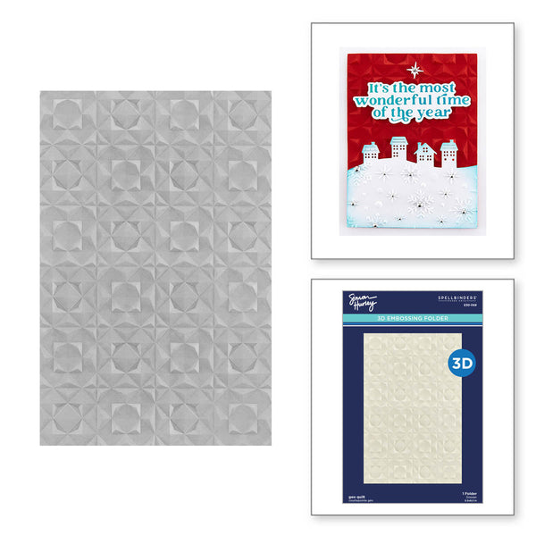 Spellbinders 3D Embossing Folder By Simon Hurley, Geo Quilt