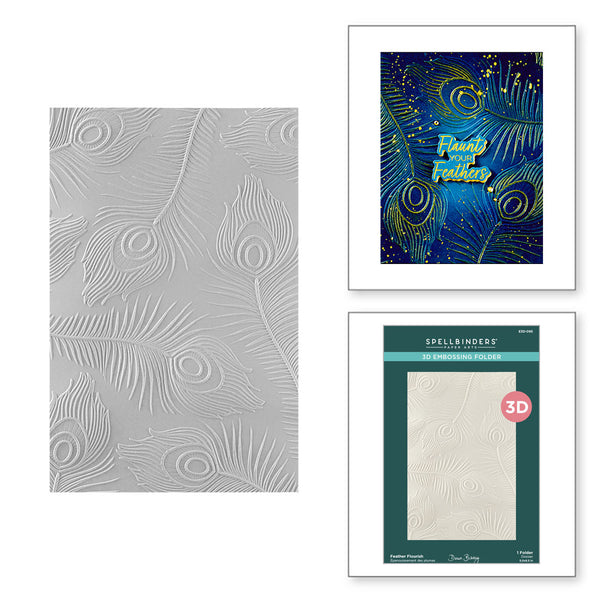 Spellbinders 3D Embossing Folder By Dawn Bibby, Feather Flourish