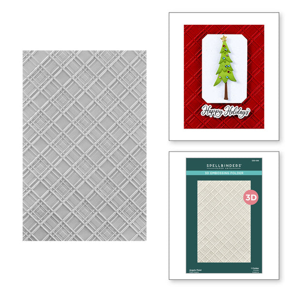 Spellbinders 3D Embossing Folder From Home For The Holidays, Argyle Plaid (E3D-099)