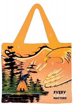Canadian Art Prints, Indigenous Collection, 18"x15" Reusable Shopping Bag, Every Child Matters, Eagle Protector by Artist William Monague